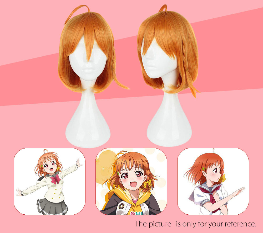 35CM Orange Wigs Heat Resistant Synthetic Hair Anime Cosplay Party for Sunshine Aqours Takami Chika Figure