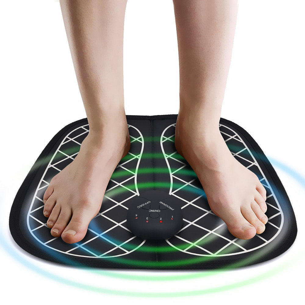 Electric Foot Massager Pad Feet Muscle Stimulator Foot Massage Mat Improve Blood Circulation Alleviate Pain Health Care - Black